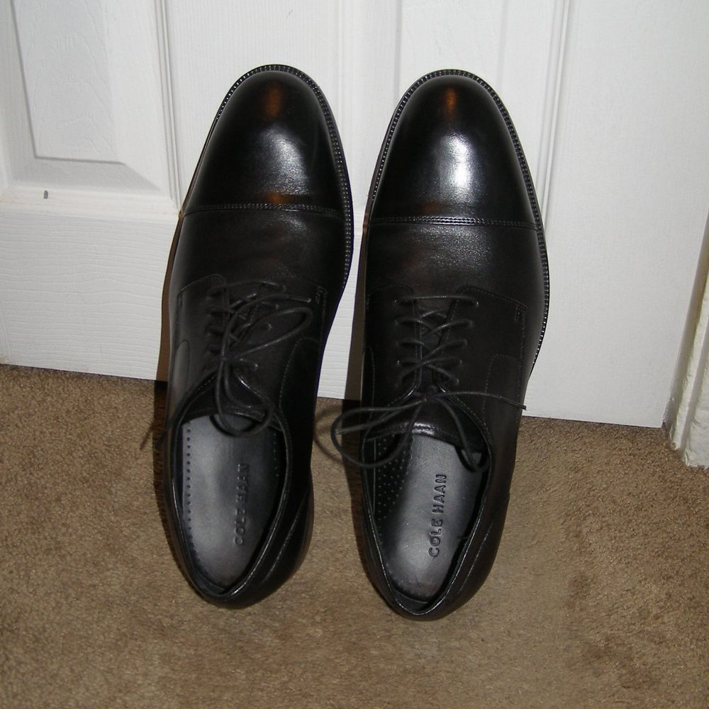 👞 MENS sz 13 Cole Haan Black Leather Cap toe Dress Shoes - Picture 10 of 10